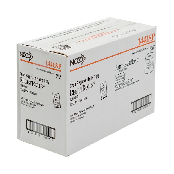 National Checking Tape Register Roll 44mm White 1 Ply, PK50 PK50 1441SP - main